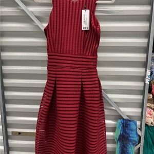 Boohoo Red A-Line Cocktail Dress Sleeveless Halter